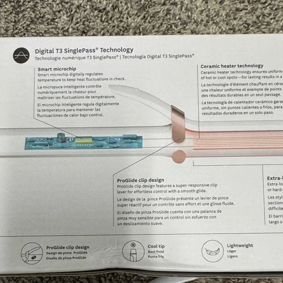 T3 SinglePass Curl X 1" Extra Long Barrel White with Rose Gold Accents - Picture 5 of 9